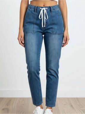 Judy Blue Light Blue Elastic Waist Denim Joggers